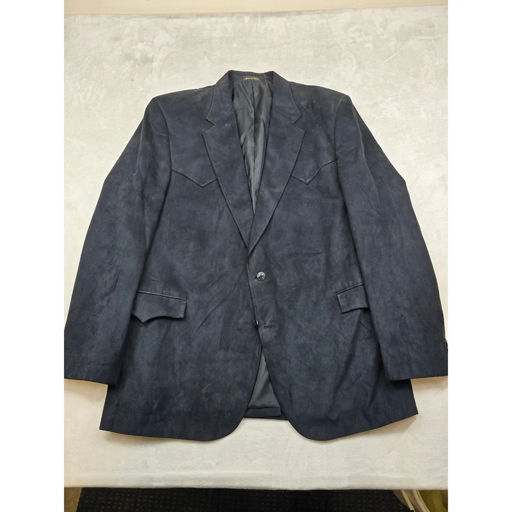 Circle S Western Faux Suede Blazer Mens 48L Black Cowboy Sport‎ Coat Jacket